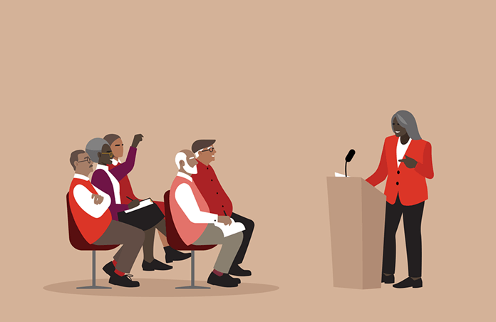 Illustration of a taxpayer asking a question in a group situation